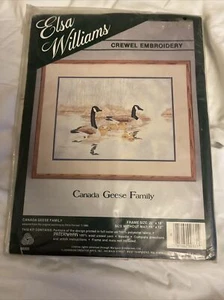 Elsa Williams crewel Embroidery Canada Geese Family Vintage 20”x16” USA - Picture 1 of 5