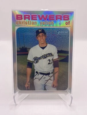 2020 Topps Heritage Christian Yelich Chrome Refractor 294/571 THC-174 Brewers - Image 1 of 3