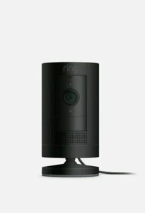 Ring Stick Up Cam Plug-In Black indoor outdoor night vision home security camera - Picture 1 of 9