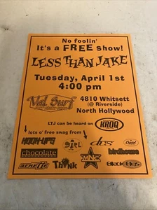 Less Than Jake Free Show Flyer Concert Rare KROQ @ Val Surf Original - Picture 1 of 8