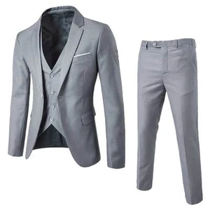 Men's Three Piece Suit Modern Tuxedo Blazer Jacket Vest Pants Formal Dress Suits - Picture 1 of 48