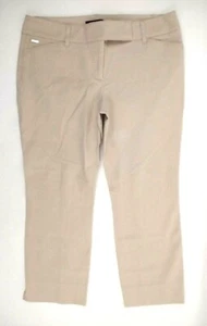 White House Black Market Women's Beige Stretch Crop Straight Leg Pants Size 4 - Picture 1 of 12