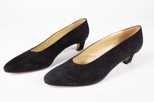 Vintage 80s BRAVO BROWNS Pumps Black Suede Women's Heels Sz 10.5 M NEW - Picture 1 of 4