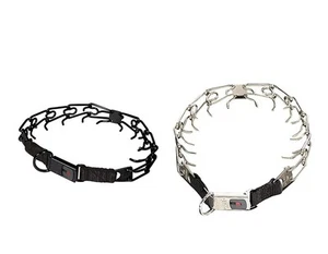 Pinch Dog Collar with Security Buckle Safe Black or Stainless Steel - Picture 1 of 5