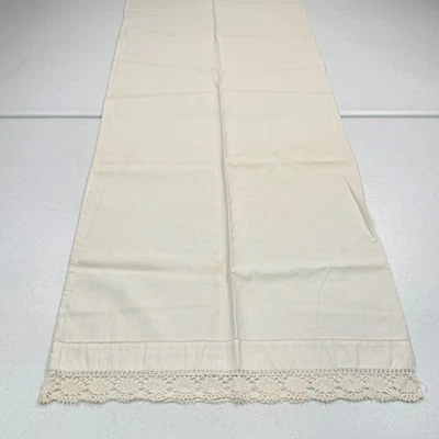 Funda de almohada lumbar de algodón vintage 17x63 crema borde de encaje primitivo casa rústica Foto 1 de 4