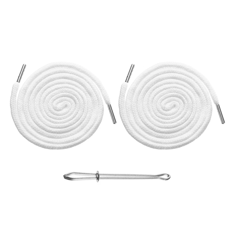 2 cuerdas de cordón 51" cordón de repuesto con enhebrador, blanco Foto 1 de 4