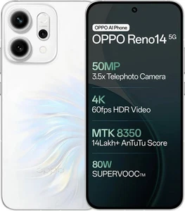 OPPO Reno 14 5G (White 256GB 8GB RAM) Dimensity 8350 NFC 6.59" Global Version. - Picture 1 of 11