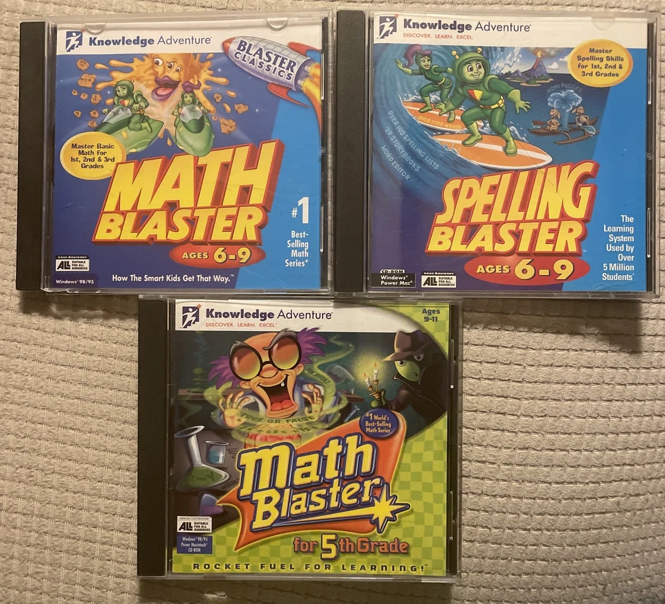 Math Blaster,Spelling Blaster 6-9, 9-11/5th Grade CD-ROM PC Vintage 1999 - Image 1 of 1