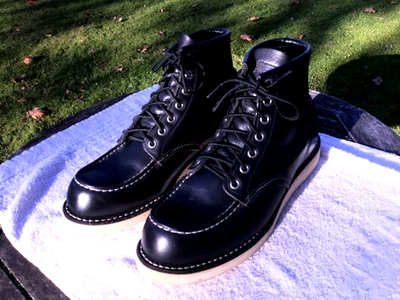 RED WING 8130 -Moc Toe-Black-Legacy Work Boots-Sz 7.5-MadeIn USA-ExCond-$15 Ship - Image 1 of 4