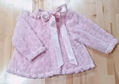 The Bailey Boys Faux Fur Jacket Cape Girl Size 4 Long Sleeve Bow Pink Preppy - Image 1 of 4