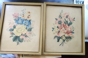 Pair of Vintage Framed Floral Art Prints Carle 9×11 Signed Decorative Numbered - Picture 1 of 13