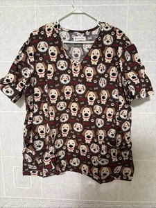 White Cross - Unisex Scrub Top - Size XXL - Dog Pattern/Print - Picture 1 of 5