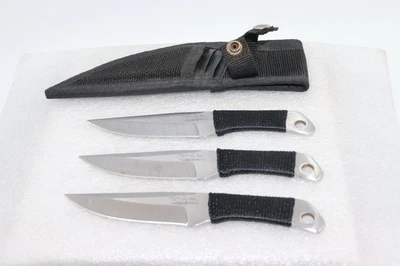 Hibben Cord Grip Thower 3-Pc. Custom Design Throwing Knife Set UC946 with Sheath - Image 1 of 4