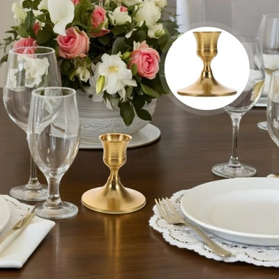  2pcs Taper Candle Sticks Holder Brass Candlestick Holders Vintage Candles Stand - Image 1 of 4