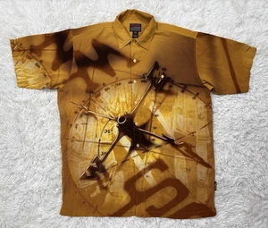 Men’s Vintage Y2K FUBU Polyester Button Up All Over Print Shirt Size 2XL - Picture 1 of 5