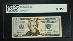 2006 $20 Federal Reserve Note SIX OF KIND Serial No. PCGS "GEM NEW" 66PPQ - Picture 1 of 2