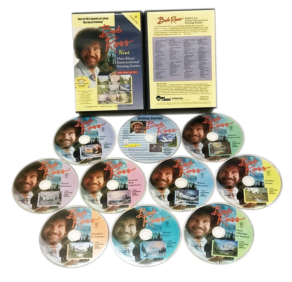 BOB ROSS JOY OF PAINTING SERIES: Nine One Hour Instuctional Guides - 10 DVD ... - Image 1 of 1