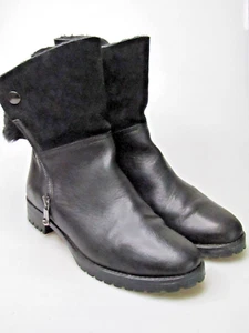 Womens Fabianelli Leather Suede Faux Fur Ankle Boots Side Zip Italy 38 US 7 7.5 - Picture 1 of 7