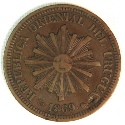 Uruguay 1869 2 Centesimos ¡ALTA CALIDAD!        L1 Foto 1 de 2