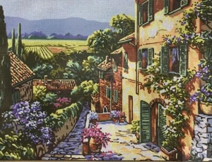 "Morning Greece" Printed Canvas for Needlepoint Tapestry Gobelin 14856 - Picture 1 of 3