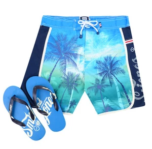 Smith & Jones Verano Playa Surf Tabla de Natación Pantalones Cortos y Chanclas Azul Palmera - Imagen 1 de 3