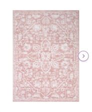 Well Woven Dazzle Blush Pink/White Disa Vintage Medallion Soft Rug 120x160cm New