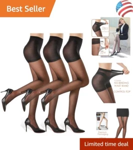 Women's Sheer Pantyhose: 3 Pairs of 20D Control Top with Run-Resistant Quality - Picture 1 of 6