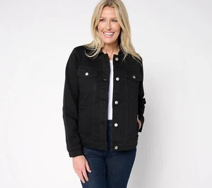 C Wonder Talla 16 Negro Elástico Denim Botón Delantero Chaqueta Vaquera - Imagen 1 de 5