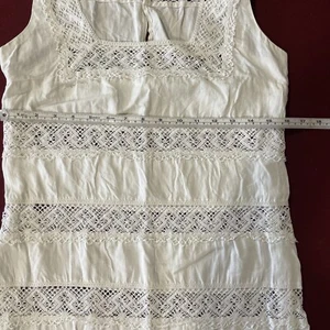 Vintage Girls Linen/needle lace Dress White - Picture 1 of 9