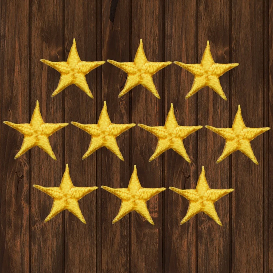 Yellow Star Embroidered Patch, 5/8" — 10-Pack — Iron On - Image 1 of 1