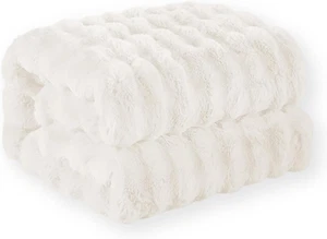 Faux Rabbit Fur Throw Blanket, Luxury Soft Warm Bubble Blanket for Bed, Couch, S - Picture 1 of 7