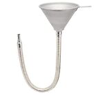 Steel Bendable Spout Wide Mouth Funnel with Filter and 24 Flexible Pipe Silver