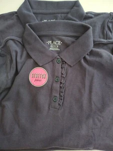 Children's Place 3 button SS Polo Shirt Top Girls XXL 16 2 Pack Navy - New - Picture 1 of 8