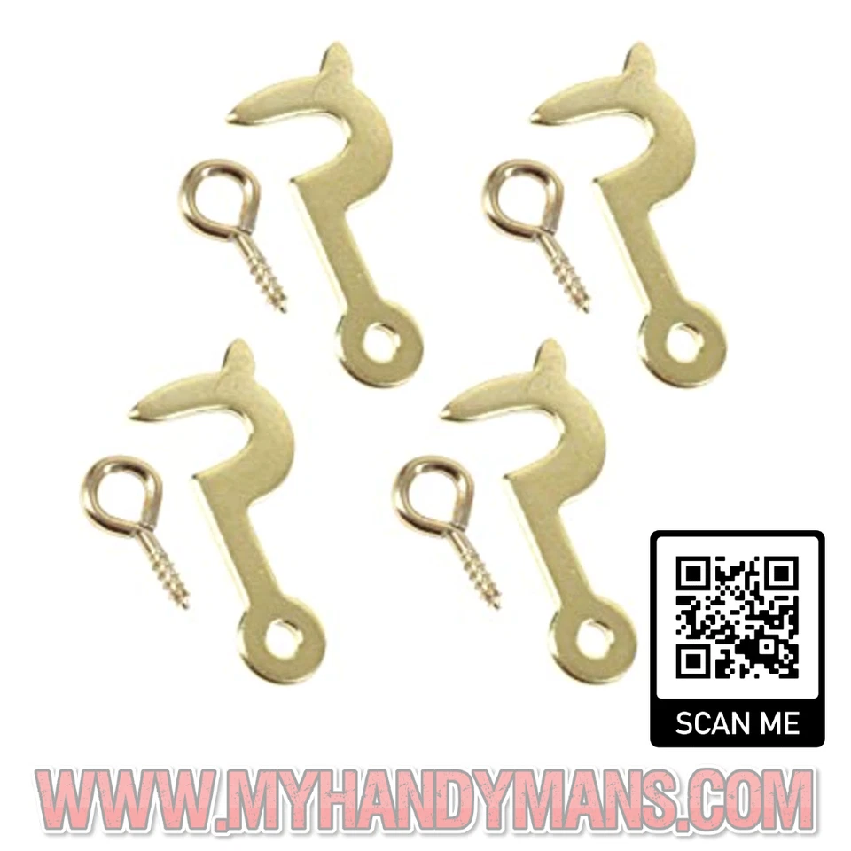 BRASS SIDE HOOK & SCREW EYE 19,25,32mm Picture Frame Small Jewelry Box Clasp - Image 1 of 1