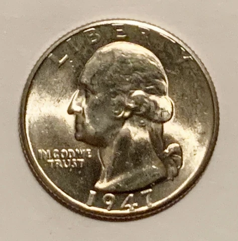 1947 D WASHINGTON QUARTER GEM BU UNCIRCULATED 90% SILVER Cover