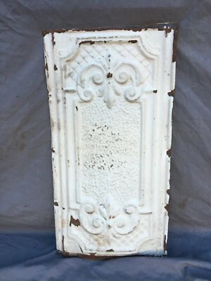 Antique Decorative Tin Metal Ceiling 13" x 24" Shabby VTG White Chic 241-25B - Image 1 of 4