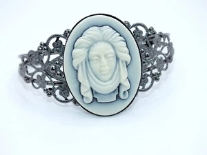 Haunted Mansion Madame Leota Cameo Cuff Bracelet, Graveyar Black Tombstone Bust - Picture 1 of 12