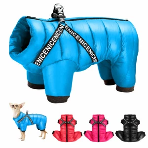 Hundemantel Wasserdicht mit Geschirr für Kleine Hunde Winter Overall Hundejacke - Bild 1 von 16