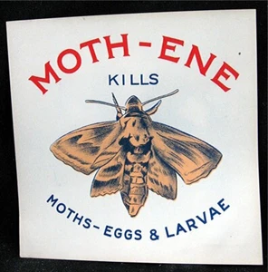 Moth-ene Early Adv Store Window Paper Sign Den-Wal Mfg Newark NJ Old Stock - Picture 1 of 1