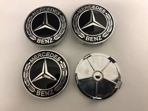 4Pcs 68MM Für Mercedes-Benz Radnabenabdeckung Nabendeckel Felgendeckel Schwarz - Bild 1 von 3