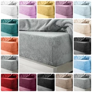 Teddy Fleece Fitted Sheets With 2x Matching Pillow Cases  2pc Winter Bedding Set - Picture 1 of 36