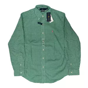 Polo Ralph Lauren Poplin Green Check Classic Fit Men's NWT Free Shipping - Picture 1 of 4
