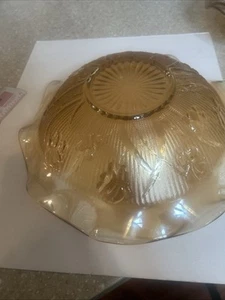 Marigold Iris Herringbone Iridescent Carnival Bowl Jeanette Glass - Picture 1 of 18