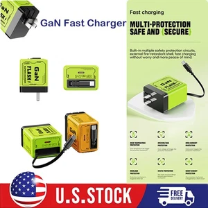 120W Scalable Max Fast Charger Module,2 In 1 GaN Charger With Type C Cable - Photo 1 sur 20