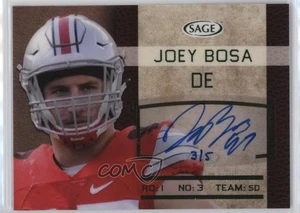2016 SAGE Auto Green Level /5 Joey Bosa #SA3 Rookie Auto RC - Picture 1 of 3