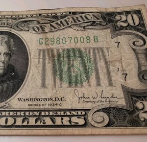 1934 C $20 dollar bill Chicago Federal Reserve Note G29807008B - Imagen 1 de 14