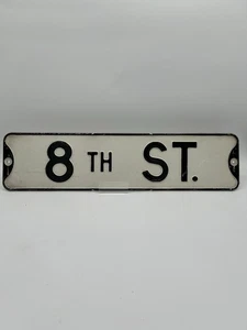 8th St. Street Sign, Black and White, Embossed, Vintage - Picture 1 of 2
