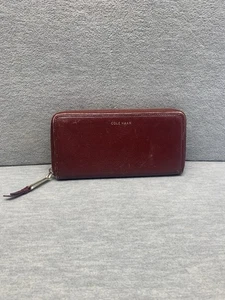 Vintage Cole Haan Leather Wallet Burgundy Zip Around Card Compartments - Picture 1 of 12