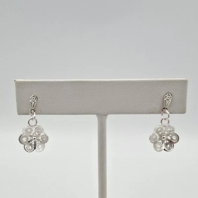 925 Пробы маленький спираль филигранный цветок падение подвеской серьги (CP4004872) - Изображение 1 из 4