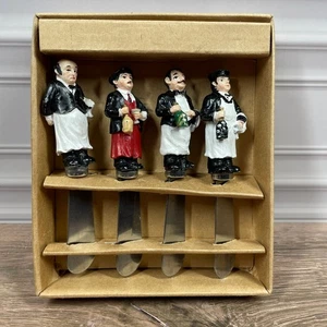 Vintage 1996 Kellner Figur Käsestreuer Edelstahl Messer 4er Set - Bild 1 von 6